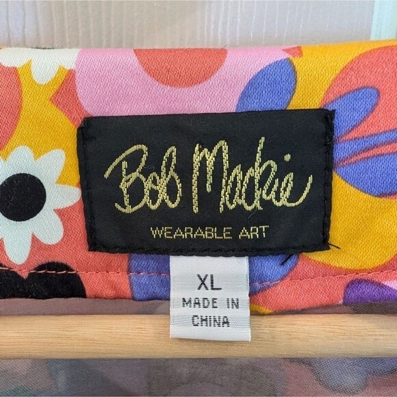 Bob Mackie Womens Floral Jacket 3/4 Sleeve Full Zip Coral XL - Picture 3 of 11